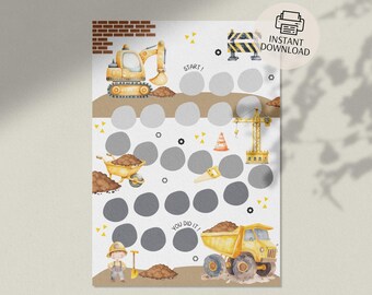 Construction Potty Chart, Printable Potty Training Prize Chart for Kids ...