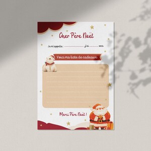 Carta de lista de regalos a Papá Noel para niños (en francés)