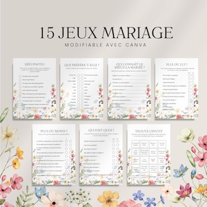 Juegos de boda en francés, entretenimiento de mesa, desafíos fotográficos, juego de 12 meses para imprimir, editable con Canva para bodas y EVJF