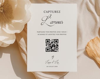 Affiche Capturez l'amour avec Qr code, Modèle à modifier dans Canva - Téléchargement numérique