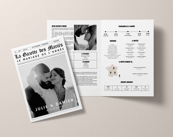 Gazette des Mariés : Modèles Canva pour un Journal de Mariage en A3 et A4, Personnalisables !