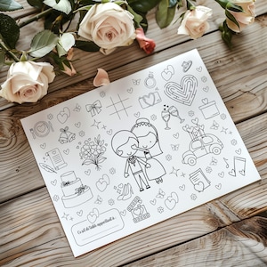 Juego de colorear de bodas para niños, tapete para colorear de bodas imprimible