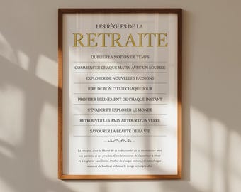 Printable Retirement Poster, Retirement Rules, Original Gift for Retirees, Retirement Party Decoration