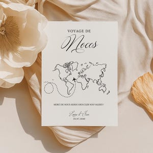 Affiche Personnalisée pour Voyage de Noces, Modèle Canva, Pancarte de Mariage, Carte du Monde