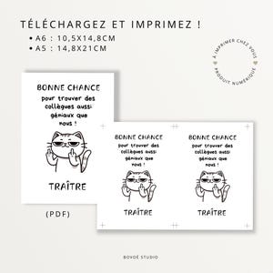 Carte pour départ collègue - Carte Humour - Cadeau à Imprimer image 2