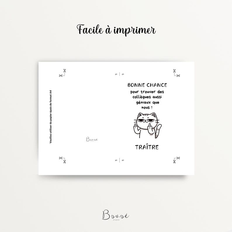 Carte pour départ collègue - Carte Humour - Cadeau à Imprimer image 4