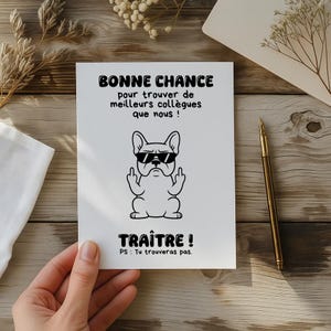 Carte départ collègue humour à imprimer Cadeau drôle collègue de travail - Téléchargement PDF numérique pour pot de départ