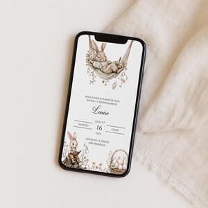 Invitation Anniversaire Personnalisée – Thème Lapin, Modifiable sur Canva