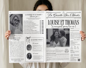 Customizable wedding gazette, printable wedding journal, original Canva wedding animation
