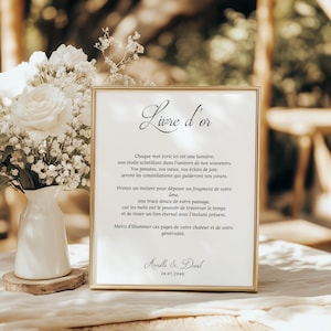 Cartaz elegante para livro de visitas - Decoração atemporal para casamentos e eventos, editável com Canva