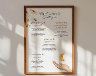 Floral Four Agreements Poster, Personal Development (Printable)