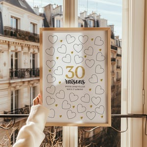 30 Reasons Why We Love You Poster, Birthday - Printable Gift with 30 Hearts to Fill