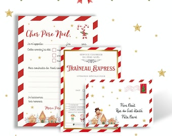 Christmas shipping label, letter and envelope from Santa Claus for children, printable Christmas stationery