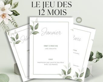Jeu des 12 mois pour mariage : une animation amusante en français à imprimer