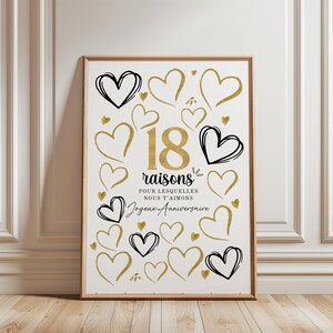 Affiche 18 Ans à Imprimer, 18 Raisons Pour Lesquelles Nous T'Aimons, Cadeau Anniversaire Touchant - Décoration Fête d'Anniversaire