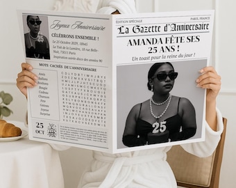 Personalized Birthday Gazette Printable Canva Birthday Journal in French