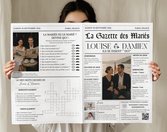 Customizable wedding gazette, Customizable wedding journal on Canva, Original wedding invitation