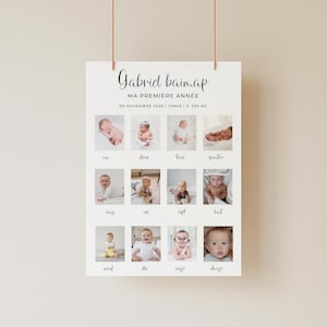 Affiche 1 an bébé minimaliste, Ma première année, affiche photo modifiable avec canva