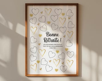Happy retirement poster, Leaving gift for a colleague, Retirement gift idea for a woman, Poster to print and fill in by hand