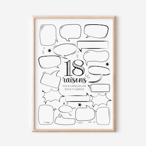 Affiche 18 ans pour anniversaire, Raisons Pour Lesquelles Nous T'aimons, affiche message à offrir - À imprimer
