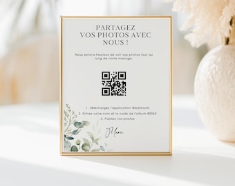 Panneau QR CODE en français pour Mariage, Baptême, Anniversaire – Modifiable avec Canva