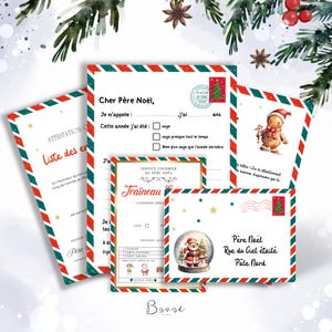 Carta a Papá Noel, Respuesta y Certificado para imprimir en francés, con sobre a juego