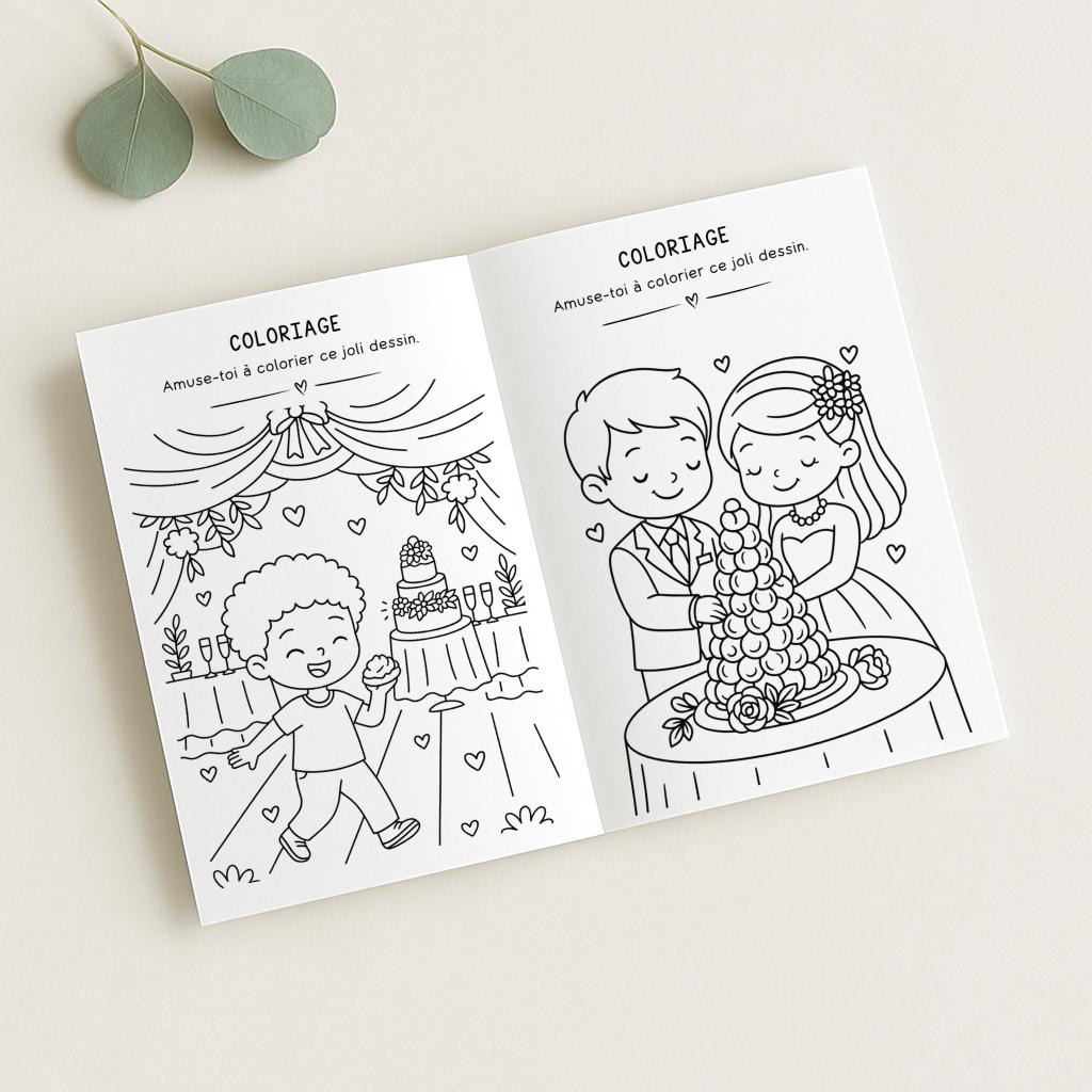 Livres De Coloriage Mariage Pour Enfants - Poster Géant à Colorier Avec Feutres, Activité Mariage Idée Cadeau Invités