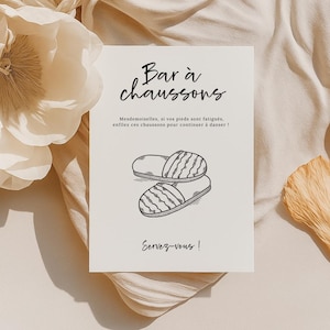 Affiche bar à chaussons pour mariage - décoration élégante à imprimer