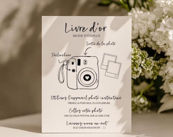 Affiche Polaroïd et Livre d’or : Mode d'emploi, Affiche modifiable sur Canva - 4 couleurs incluses