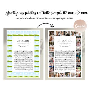 Cartel de cumpleaños número 70, 70 razones por las que te queremos, regalo de cumpleaños número 70, Collage de fotos, Modelo editable, decoración fiesta de cumpleaños imagen 4