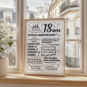 Affiche 18 ans – Poster Motivation Anniversaire | Citation Inspirante | Décoration d’Anniversaire à Imprimer | Cadeau 18 ans