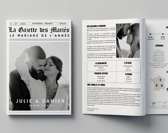 Gazette des Mariés : Modèles Canva pour un Journal de Mariage en A3 et A4, Personnalisables !