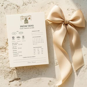 French Baby Predictions Elegant Printable Prediction Card Gender Reveal Baby Shower Birth Prediction Game