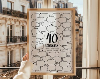 Póster de 40 cumpleaños para hombres: 40 razones por las que te amamos - Decoraciones de cumpleaños imprimibles
