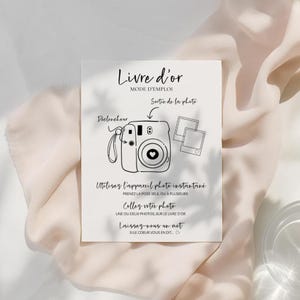 Póster Polaroid y libro de visitas: instrucciones, póster editable en Canva (4 colores incluidos)
