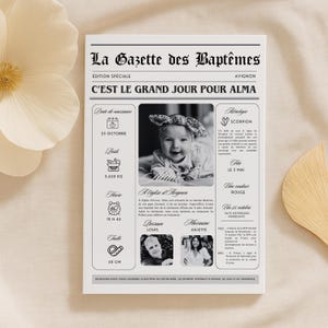 The Baptism Gazette: 2 pages to personalize with Canva A4 and A3 - Digital download