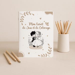 Folleto de actividades para niños - Juegos de bodas y libro para colorear, Animación para que los niños impriman