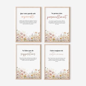 Affiche 4 Accords Toltèques à imprimer Sagesse, Spiritualité et Affirmations Positives pour une Décoration Inspirante