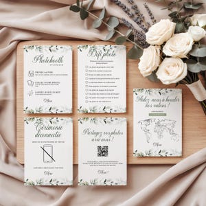 35 Eucalyptus wedding posters, Wedding decorations to modify and print, Canva template