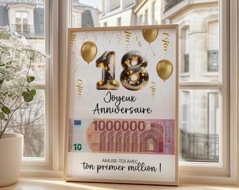 Regalo de plata para el 18.º cumpleaños, tu primer millón, póster sorpresa para regalar entradas - Imprimible