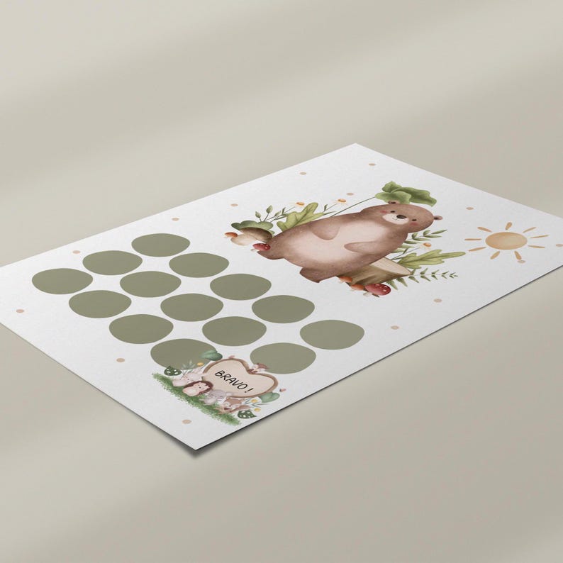 Bear Reward Chart, Printable Reward Poster for Kids - Etsy