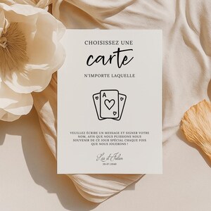 Affiche Livre d’Or "Choisissez une Carte" – Modèle Canva à Personnaliser – Mariage, Baptême, Anniversaire – Carte à Jouer