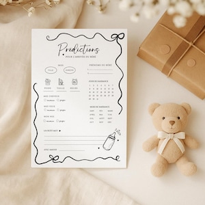 Cartes de pronostics bébé à imprimer - Naissance, Baby Shower, Gender Reveal