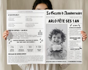 1 Year Birthday Journal to Personalize Mixed Model Girl or Boy Baby Souvenir to Edit with Canva