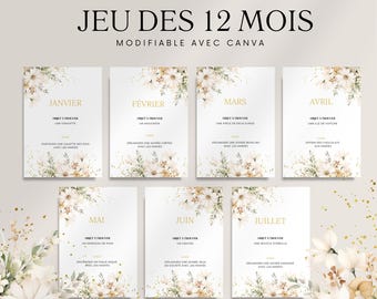 Jeu des 12 mois à personnaliser avec Canva, Jeux mariage en Français, une animation amusante pour mariage