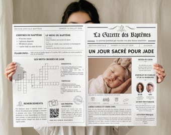 The editable baptism gazette, 4 pages to personalize with Canva, Digital download