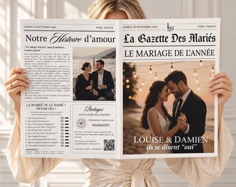 Wedding Journal, French Wedding Gazette, Customizable Wedding Invitation, Journal-Style Wedding Keepsake