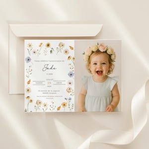 Flowery Birthday Invitation Card Template Canva Birthday Card French Digital Invitation to Personalize