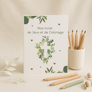 Livret de jeux et coloriages pour baptême et première communion - Activités religieuses pour enfants - PDF à télécharger
