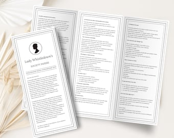 Lady Whistledown journal template editable with Canva (French)